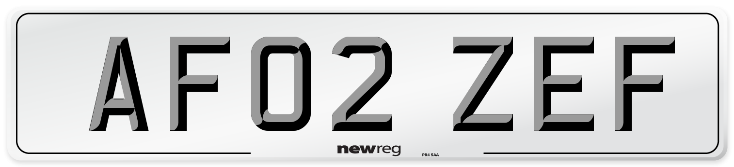 AF02 ZEF Number Plate from New Reg